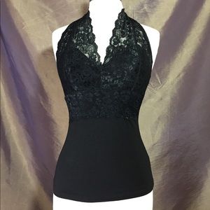 Zenana black lace halter top